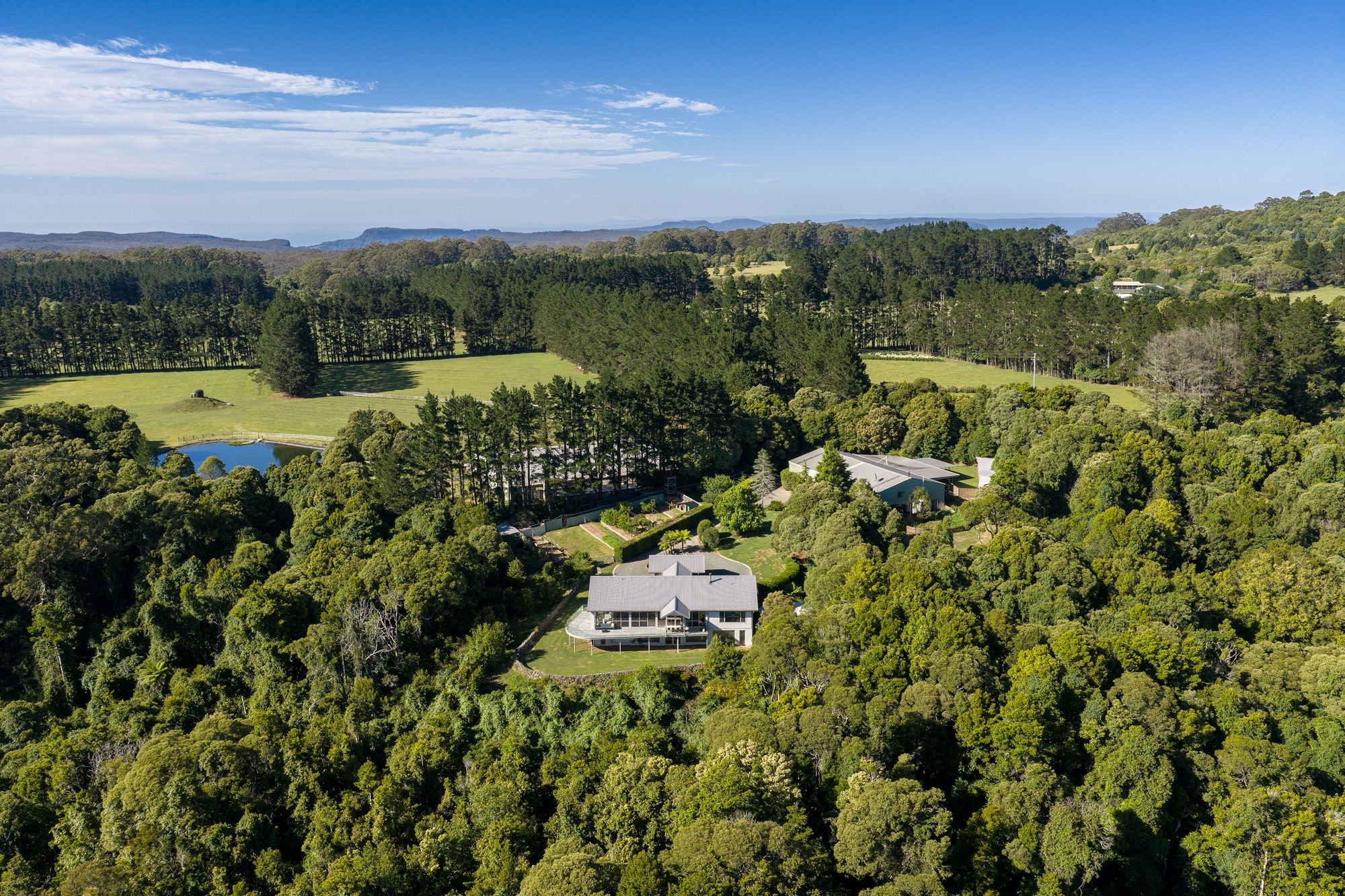 Aerial of Miste Tor in the landscape.